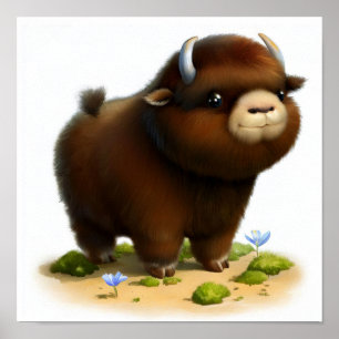 Poster Uma pintura digital de um Ox de Musk Cute