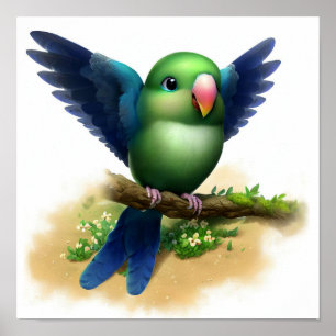 Poster Uma pintura digital de um papagaio bonito de raça