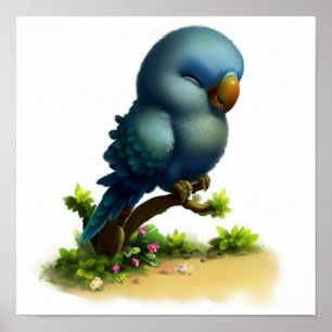 Poster Uma pintura digital de um papagaio bonito de raça 