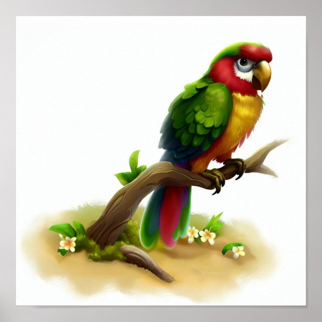 Poster Uma pintura digital de uma arara militar fofa (Frente)