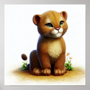 Poster Uma pintura digital de uma jovem Puma Cuta