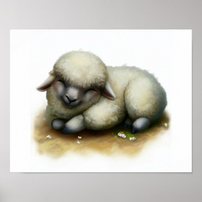 Poster Uma pintura digital de uma linda ovelha Karakul (Frente)