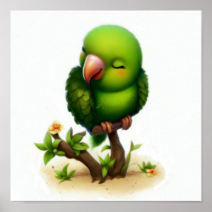Poster Uma pintura em aquarela 3D de um papagaio american