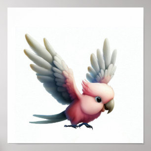 Poster Uma pintura em aquarela 3D de uma Cockatoa Galah C