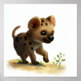 Poster Uma pintura em aquarela 3D de uma hiena bonita