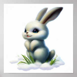 Poster Uma pintura em aquarela 3D de uma lebre árctica