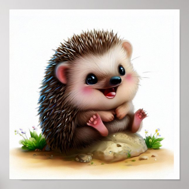 Poster Uma pintura em aquarela 3D renderizada de um porco (Frente)