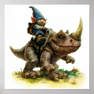 Poster Uma pintura em aquarela de um guerreiro Gnome sem