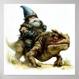 Poster Uma pintura em aquarela de um guerreiro Gnome sem 