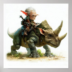 Poster Uma pintura em aquarela de uma elfa guerreira dest