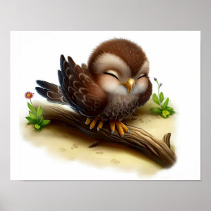 Poster Uma pintura em aquarela tridimensional de um falcã