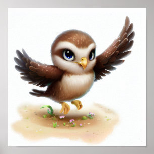 Poster Uma pintura em aquarela tridimensional de um falcã