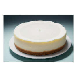 Póster Uma Prata de Cheesecake Inteiro com Fundo Escuro