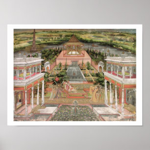 Póster Uma Princesa Mughal em seu Jardim (dourada no pape