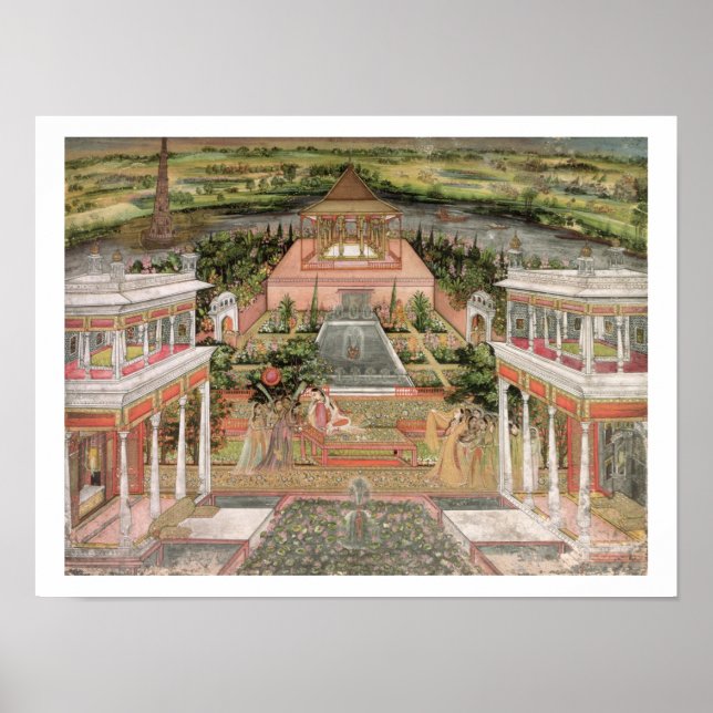 Póster Uma Princesa Mughal em seu Jardim (dourada no pape (Frente)