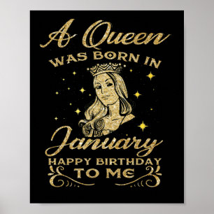 Poster Uma Rainha Foi Nascer Em Janeiro Feliz Aniversári