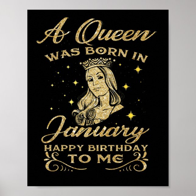 Poster Uma Rainha Foi Nascer Em Janeiro Feliz Aniversário (Frente)