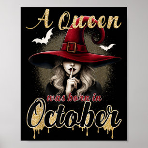 Poster Uma Rainha Nasceu Em Outubro Bruxa Divertida Feliz
