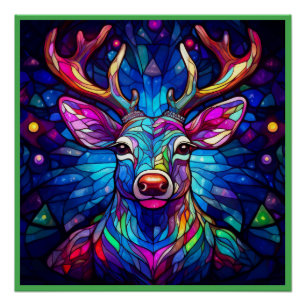 Póster Uma Reindeer De Cristal De Vidro