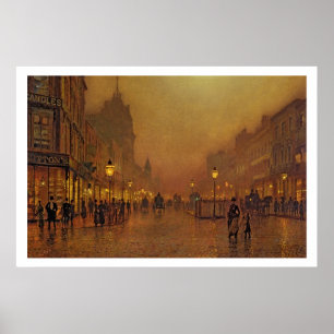 Póster Uma rua na noite (óleo no painel)
