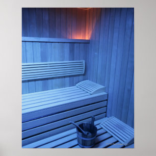 Poster Uma sauna na luz azul, Sweden.