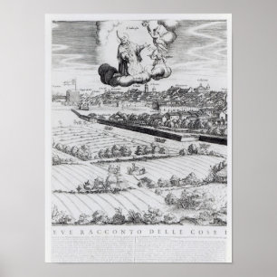 Póster Uma seção de um mapa de Milão, 1640