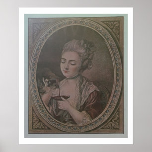 Poster Uma senhora Bebendo Chocolate (litho da cor)
