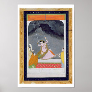 Póster Uma senhora em um balanço, Kangra, colinas c.1790