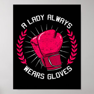 Poster Uma Senhora Sempre Usa Luvas Boxeadora Boxer Trein