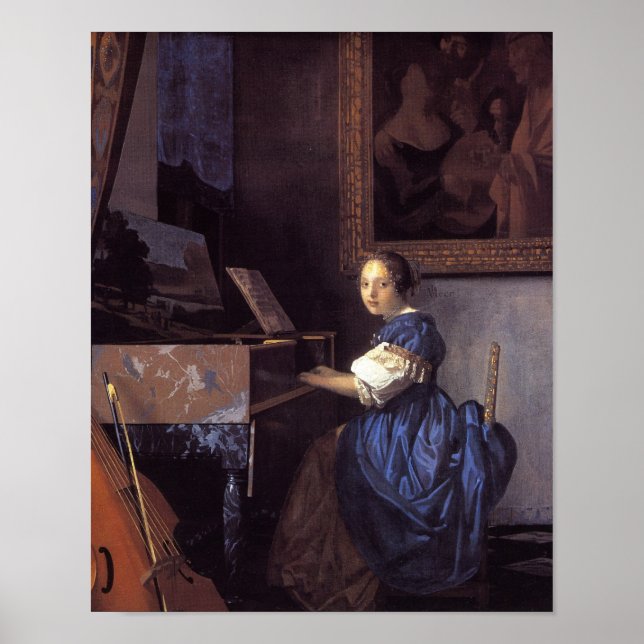 Poster Uma senhora sentada na Virginal (Frente)