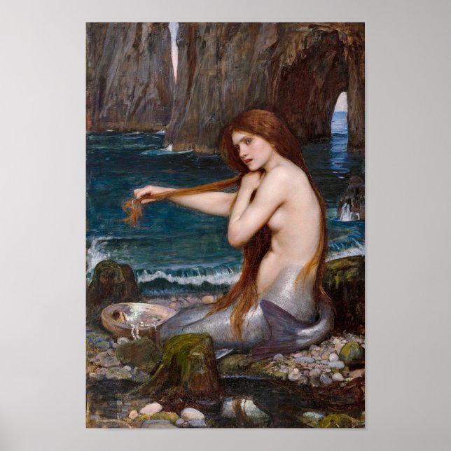 Poster Uma sereia de John William Waterhouse 1900 Small (Frente)