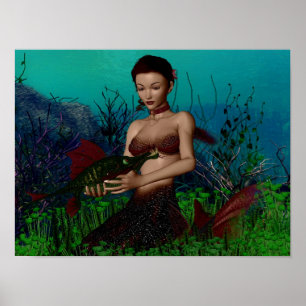Póster Uma sereia e seus peixes