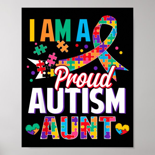 Poster Uma Tia Orgulhosa do Autismo Peça de Quebra-cabeça (Frente)