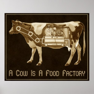 Poster Uma vaca é uma fábrica da comida - mais leite pa