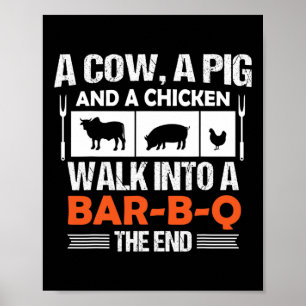 Poster Uma Vaca, Um Porco E Uma Galinha Entram Em Um R-b-
