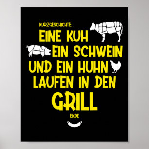Poster Uma Vaca, Um Porco E Uma Galinha Entram Na Grelha 