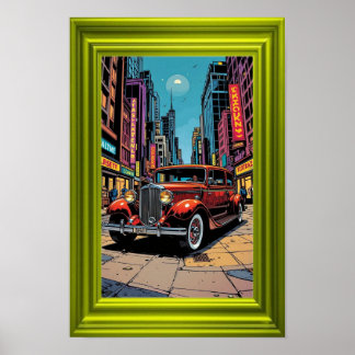 Poster Uma vibrante obra de arte em estilo retrô apresent
