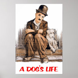 Poster Uma Vida de Cachorro Charlie Chaplin 1918 Filme Cl