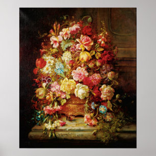 Poster Uma vida estática com flores por Hans Zatzka - po