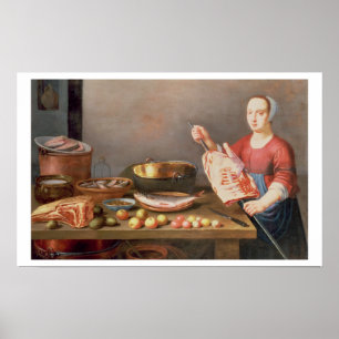 Póster Uma vida imóvel da carne e dos peixes com um