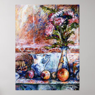 Póster Uma vida tranquila com laranjas e flores rasteiras