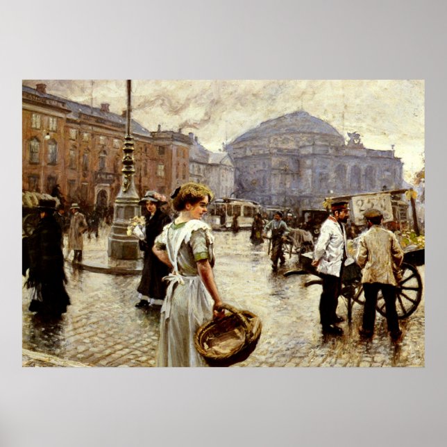 Póster Uma visão de Kongens Nytorv, Copenhague (Frente)