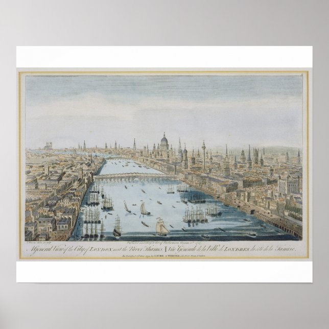 Póster Uma visão geral da cidade de Londres e do rio (Frente)