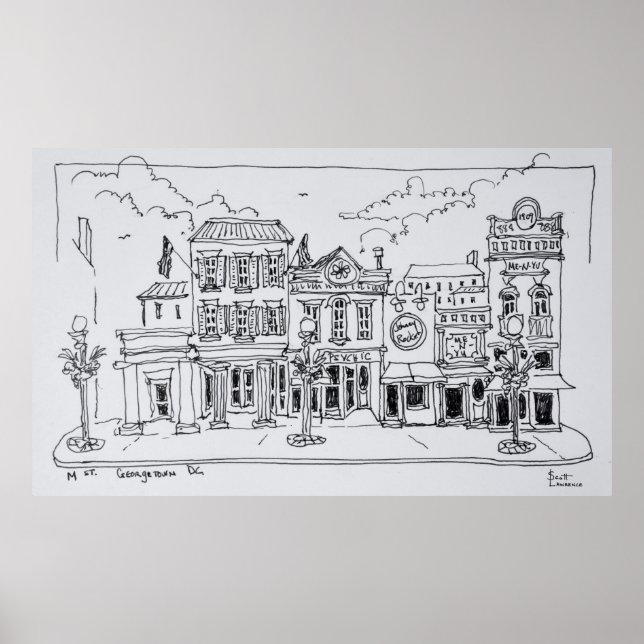 Póster Uma vista da M Street em Georgetown, Washington DC (Frente)