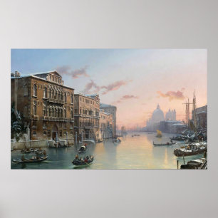 Poster Uma Vista de Inverno do Grande Canal, Veneza,