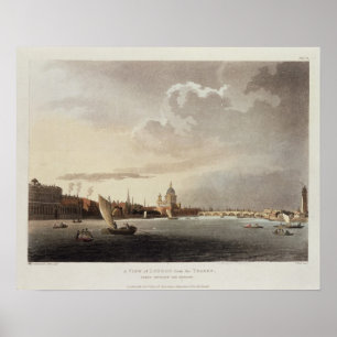 Póster Uma vista de Londres da Tamisa, 1809