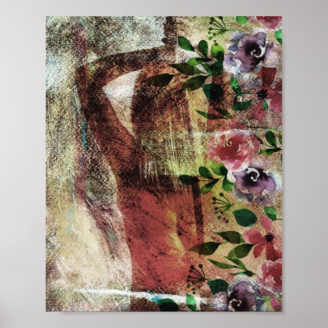 Poster Uma vista de trás de uma mulher com uma espada atr (Frente)