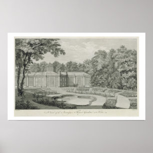 Póster Uma vista do Aviary e do jardim em Kew, para