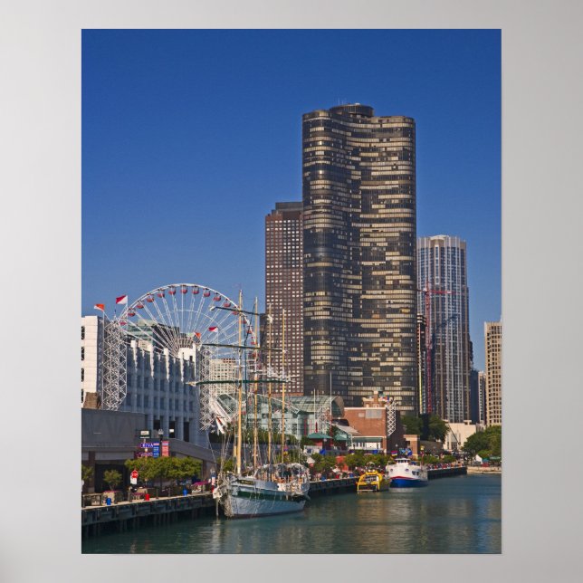 Poster Uma vista do Pier de Marinho de Chicago (Frente)