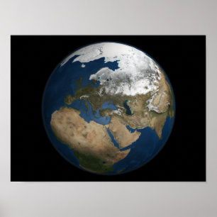 Póster Uma vista global sobre Europa e Escandinávia